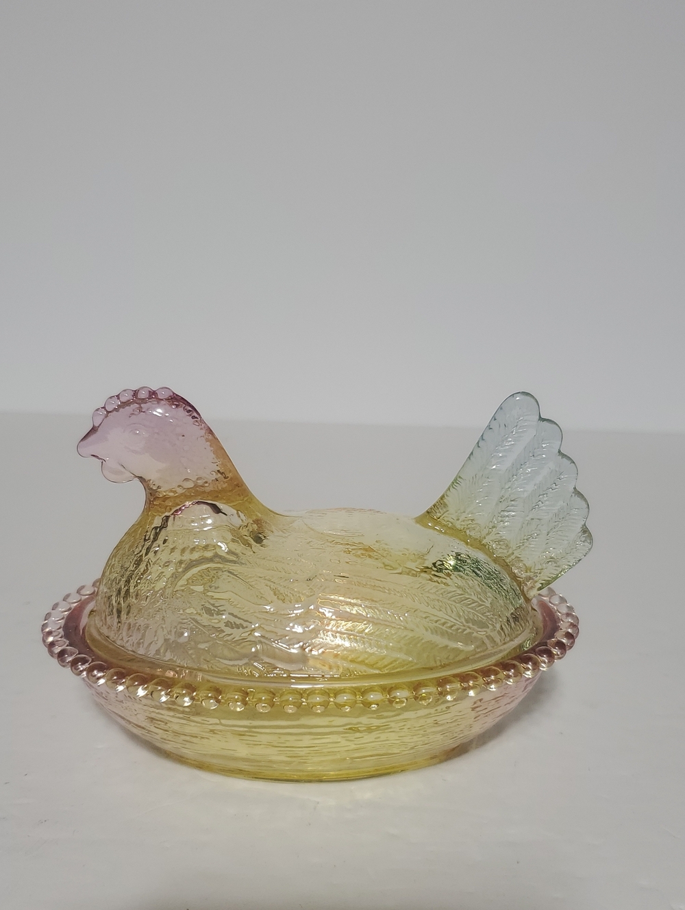 Iridescent Glass Hen on Nest